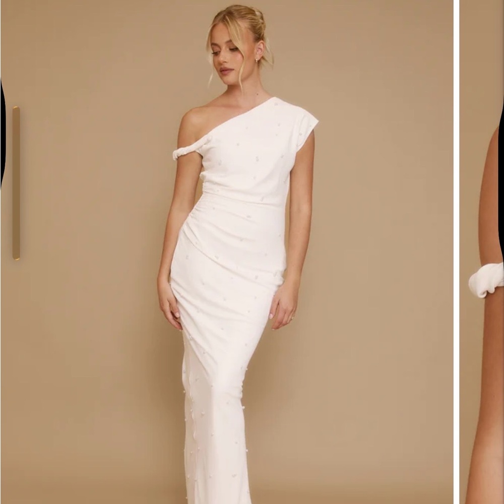ISO Six Stories - Pearl Trim Twist Strap Maxi dress